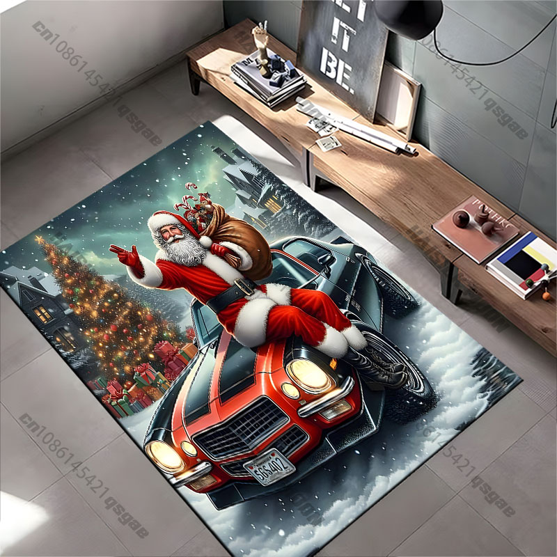 Home Bathroom Scene - Santa Christmas car festive scene carpet