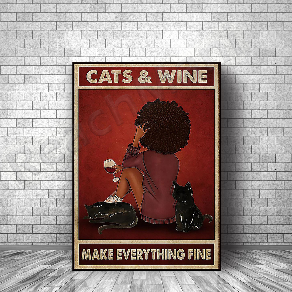 Home Goods Bathroom Mirrors - African girl cats and wine make