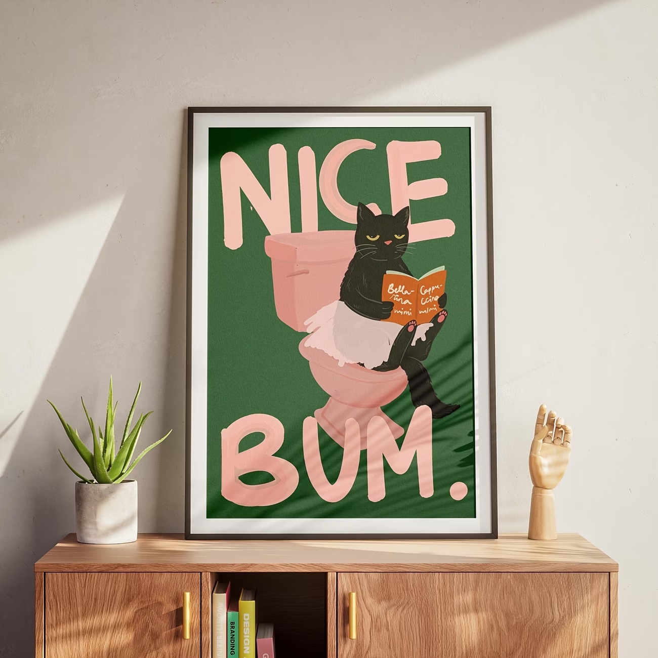 Home Bathroom Decor - Modern Nice Bum Black Cat Wall
