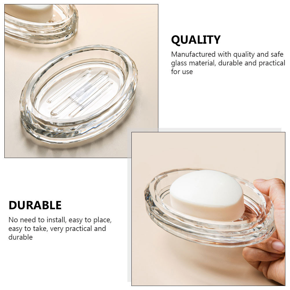 Home Bathroom Design Simple - 2Pcs Transparent Soap Box Glass Storage