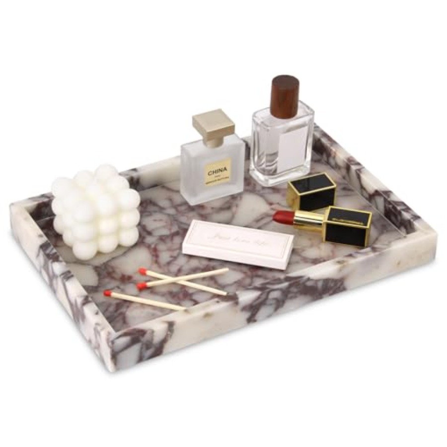 Home Bathroom - Marble Bathroom Vanity Tray, Natural Luxury
