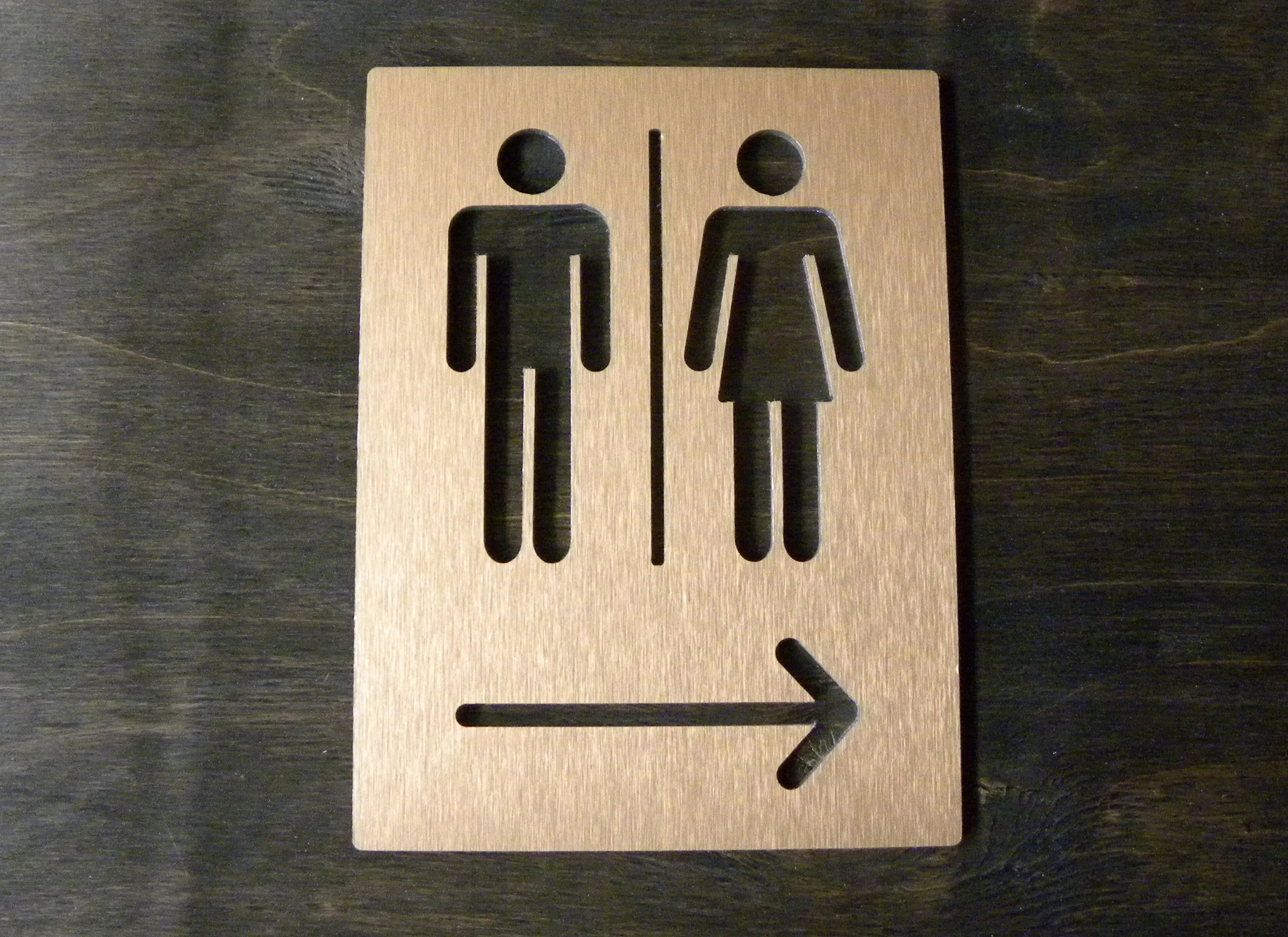 Home Bathroom Door Signs - Aluminum Alloy Metal Black Gold Toilet
