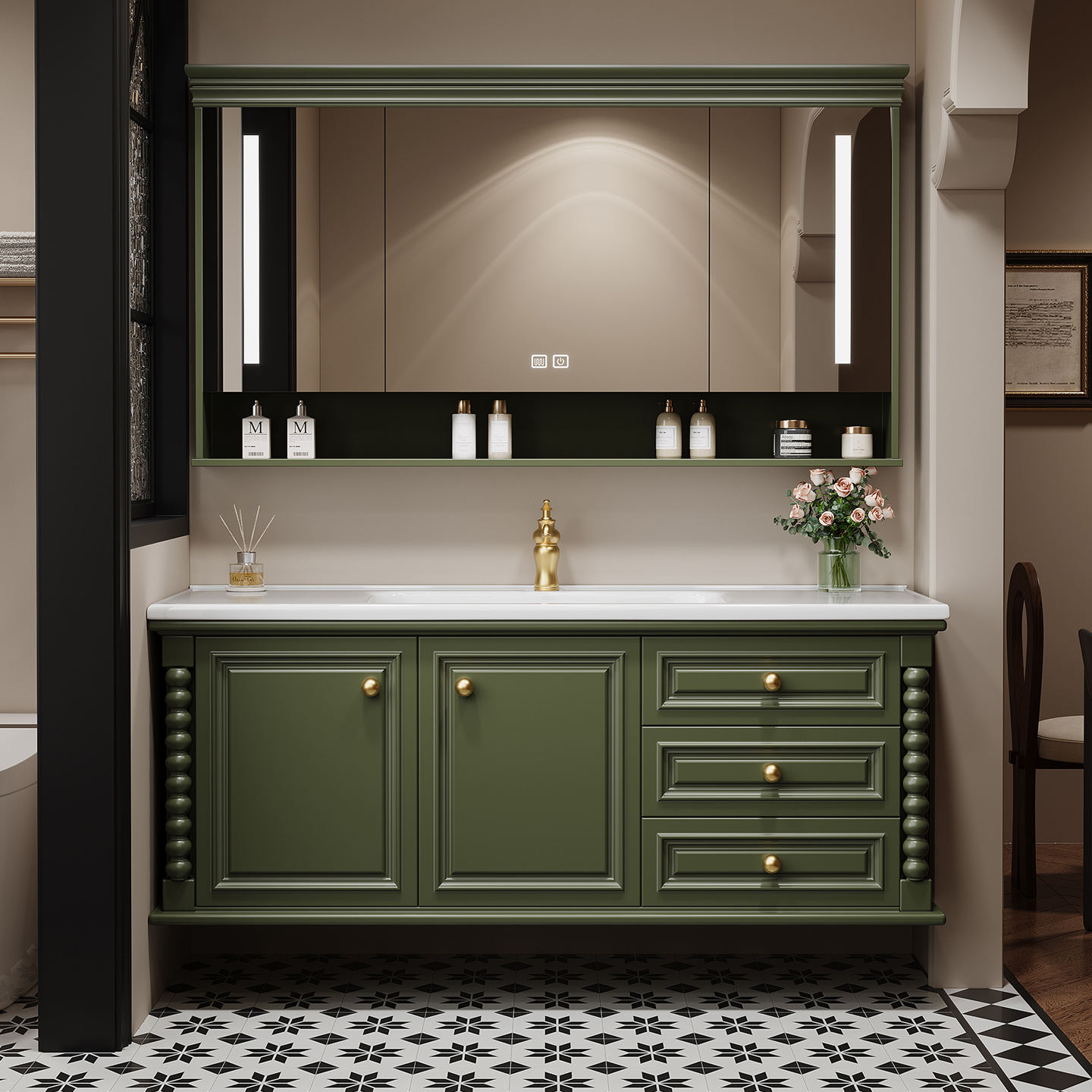 Home Bathroom Partition Wall - Storage Drawers Cupboard Toilet Organizer Drawers