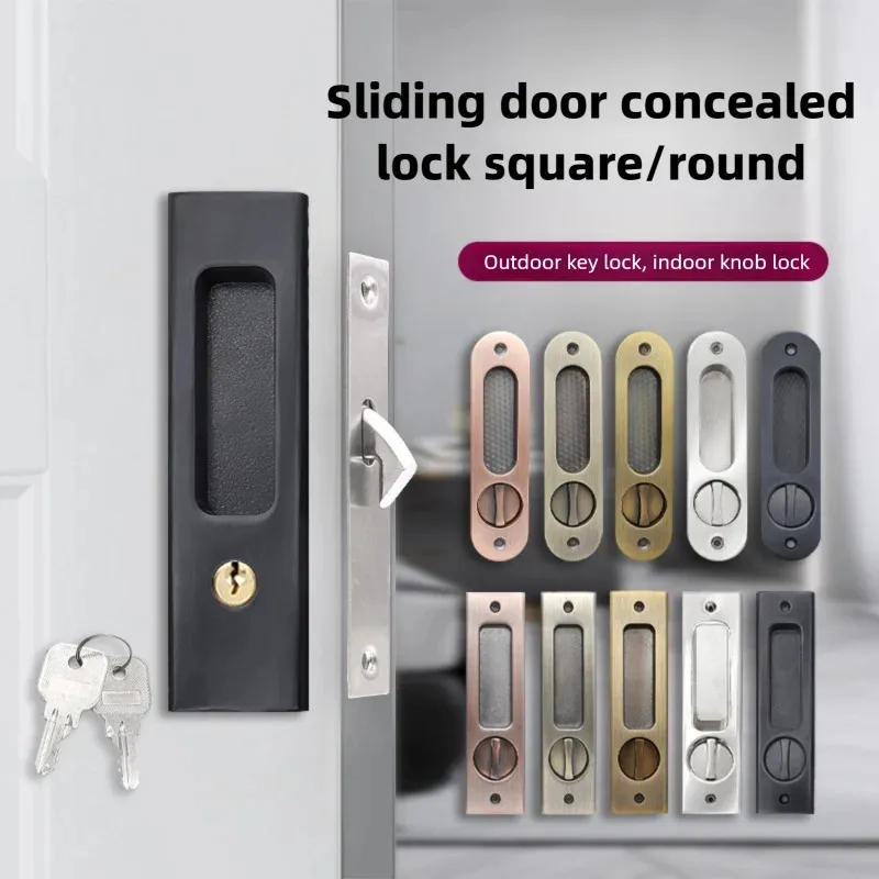 Home Bathroom Fittings - Sliding Door Lock Black Indoor Balcony