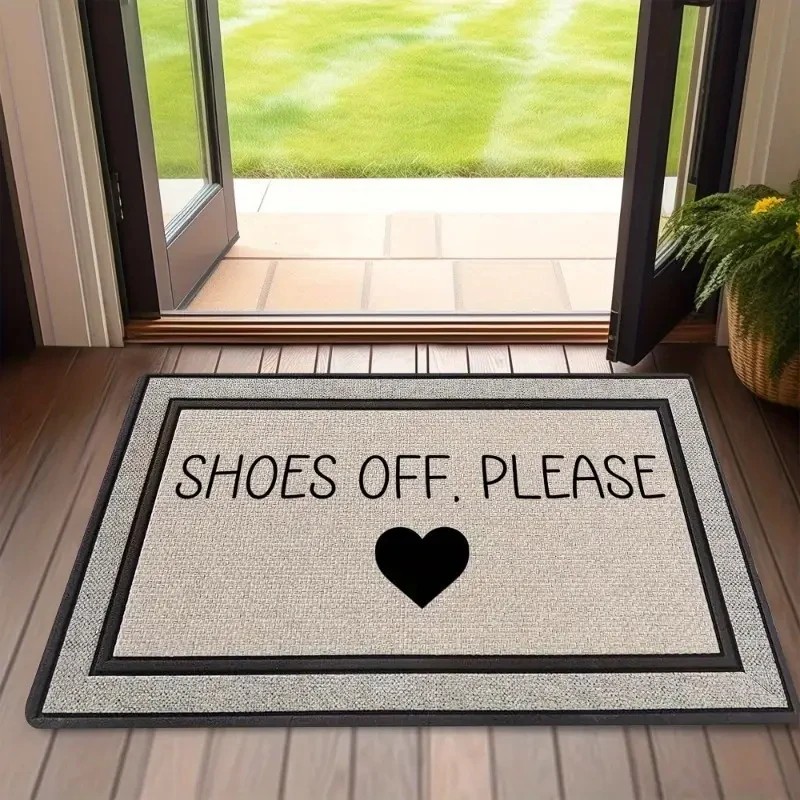 Home Bathroom Cleaning Machine - VIKAMA SHOES OFF PLEASE Printed Rug,