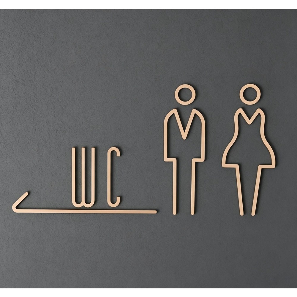 Brass Restroom Door Sign, Gold - Home Bathroom Door Signs recensie en prijs