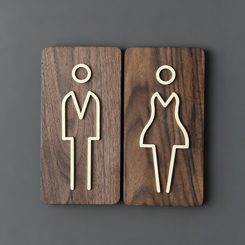 Brass Restroom Door Sign, Gold - Home Bathroom Door Signs recensie en prijs