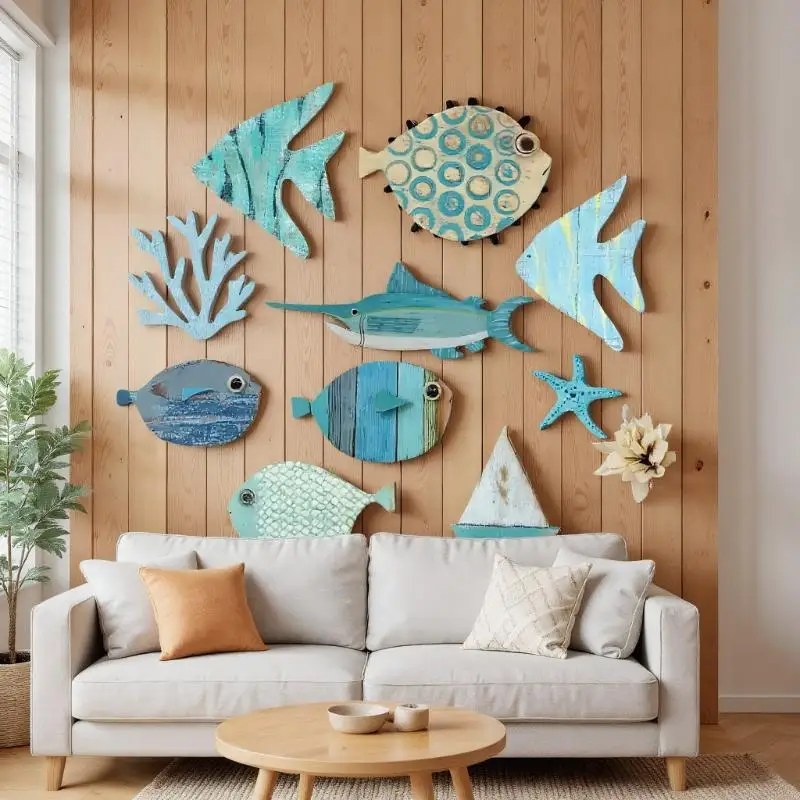 10pcs/set Fish Wall Decor Wood - Jet Home Bathroom recensie en prijs