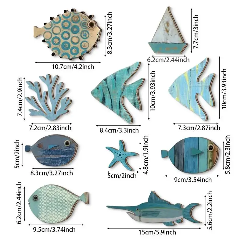 10pcs/set Fish Wall Decor Wood - Jet Home Bathroom recensie en prijs