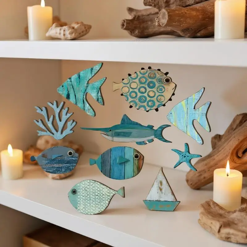 10pcs/set Fish Wall Decor Wood - Jet Home Bathroom recensie en prijs