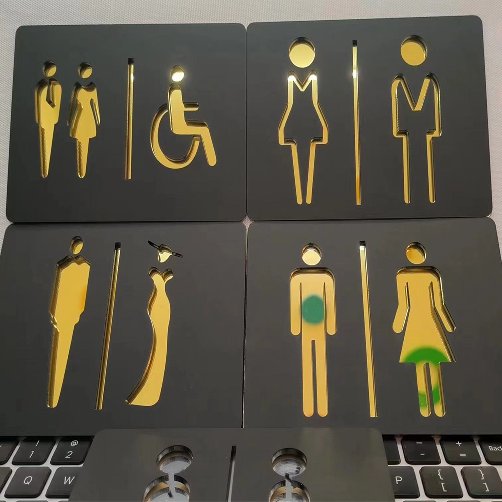 Matte Black Gold Toilet Sign P - Home Bathroom Door Signs recensie en prijs