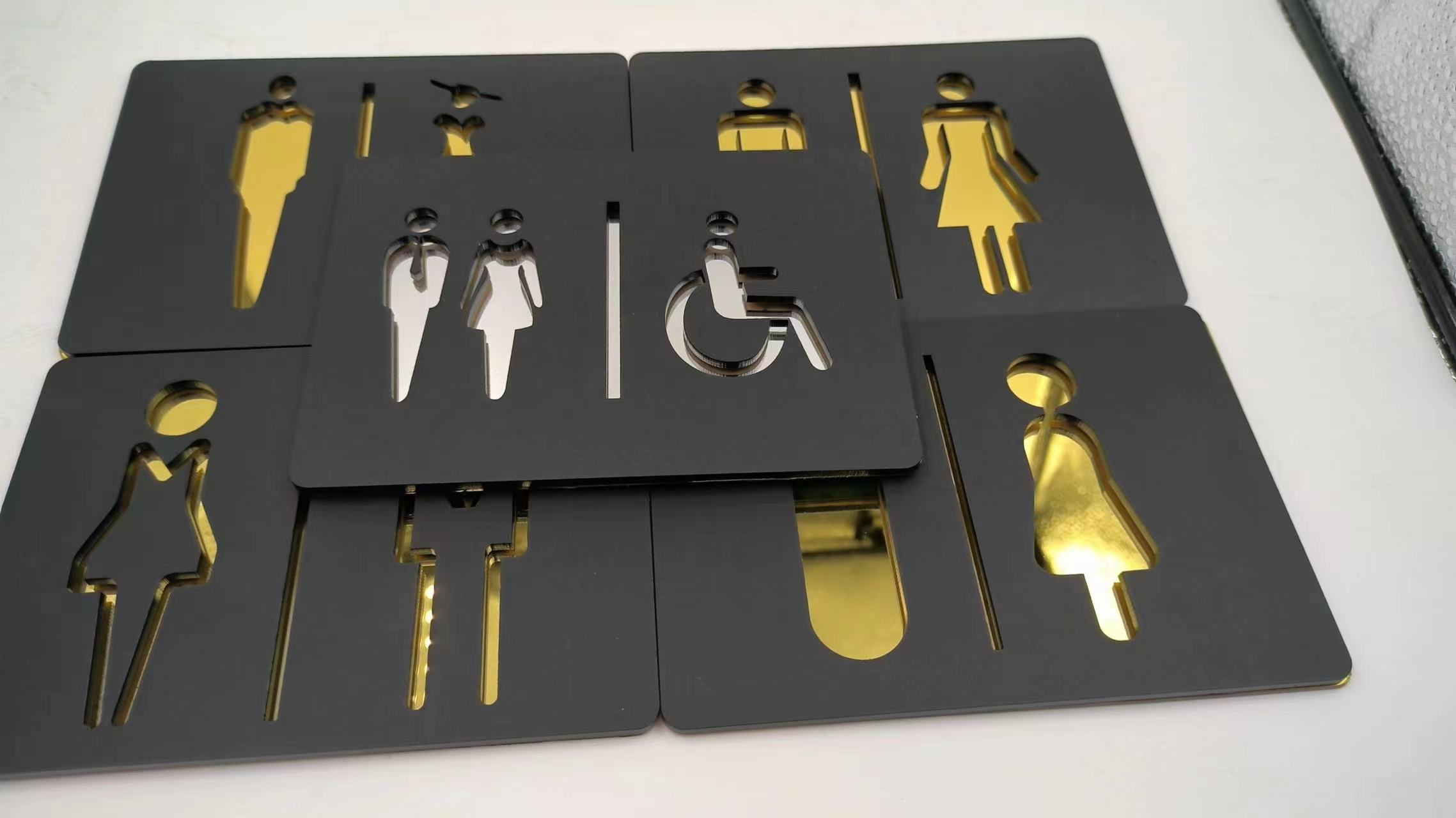 Matte Black Gold Toilet Sign P - Home Bathroom Door Signs recensie en prijs
