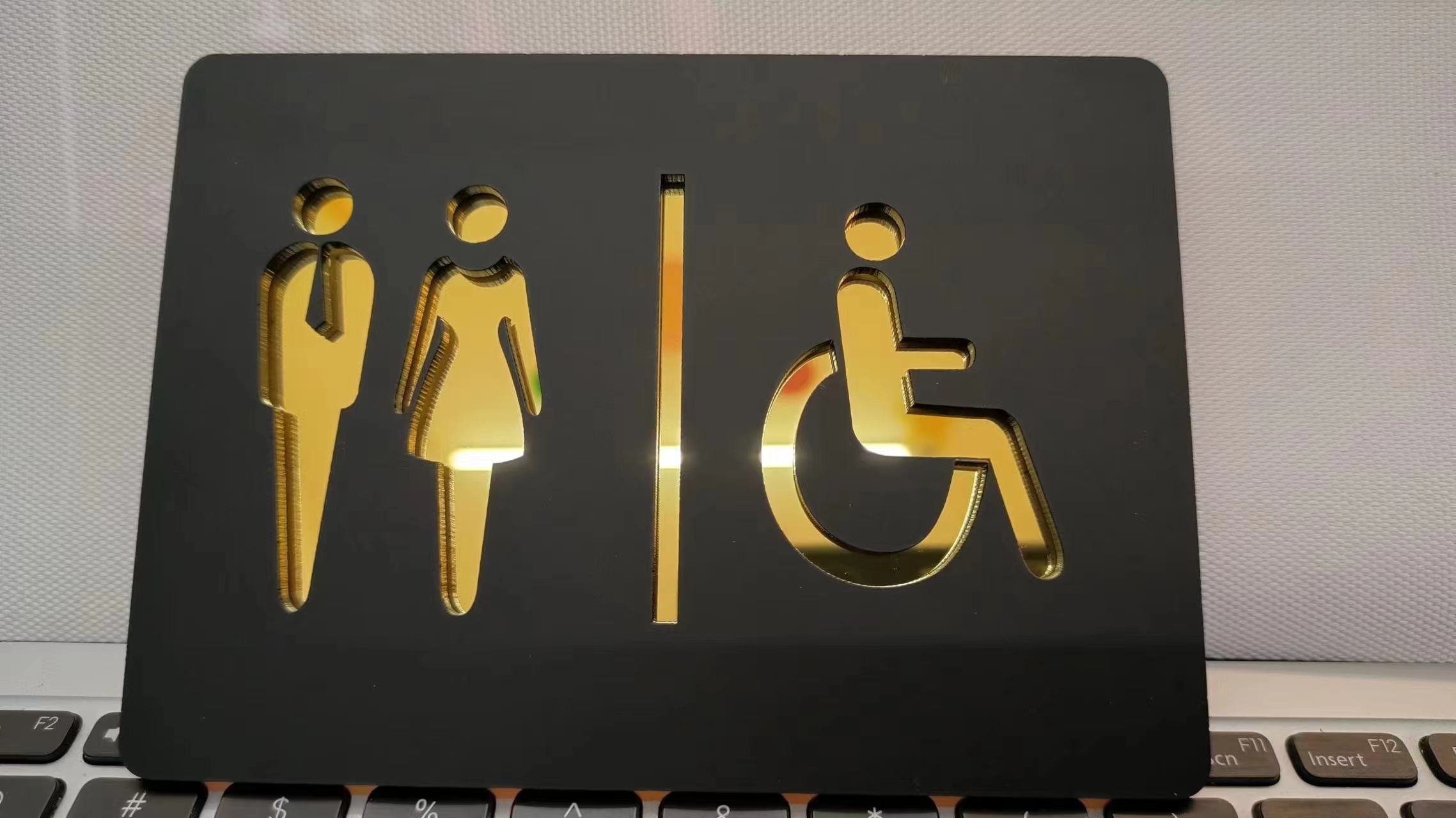 Matte Black Gold Toilet Sign P - Home Bathroom Door Signs recensie en prijs