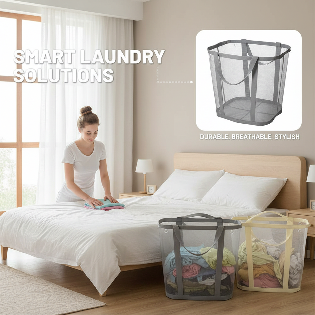 Foldable Mesh Dirty Clothes Ba - Home Goods Bathroom Storage recensie en prijs