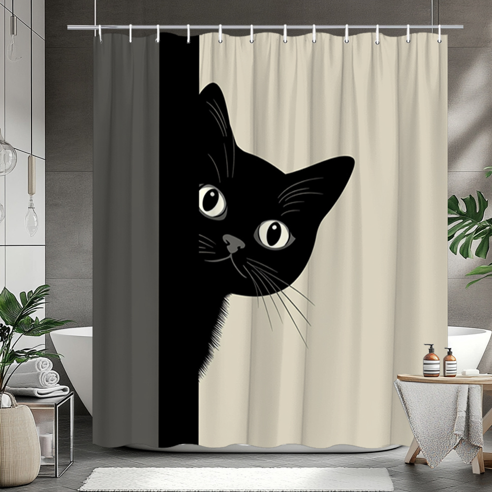 1pc Black Cat Shower Curtain S - Home Bathroom Partition Wall recensie en prijs