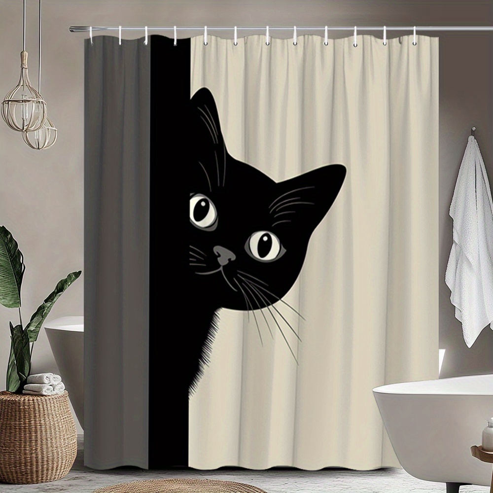 1pc Black Cat Shower Curtain S - Home Bathroom Partition Wall recensie en prijs