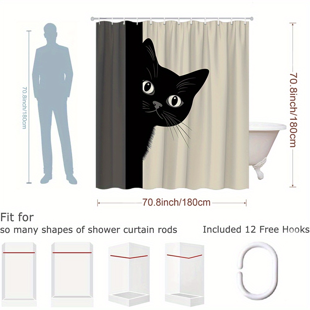 1pc Black Cat Shower Curtain S - Home Bathroom Partition Wall recensie en prijs