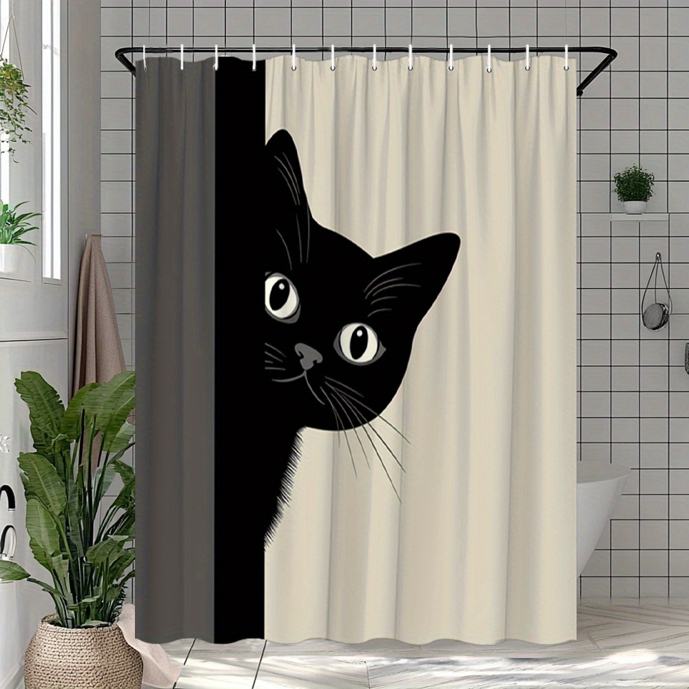 1pc Black Cat Shower Curtain S - Home Bathroom Partition Wall recensie en prijs
