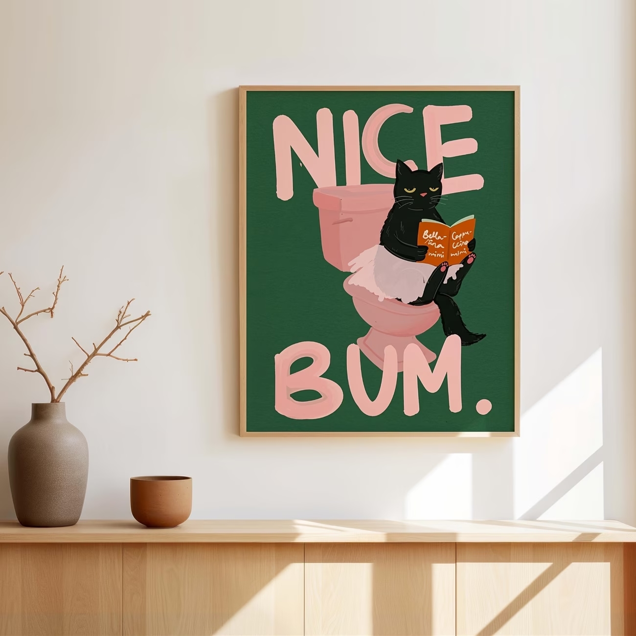 Modern Nice Bum Black Cat Wall - Home Bathroom Decor recensie en prijs