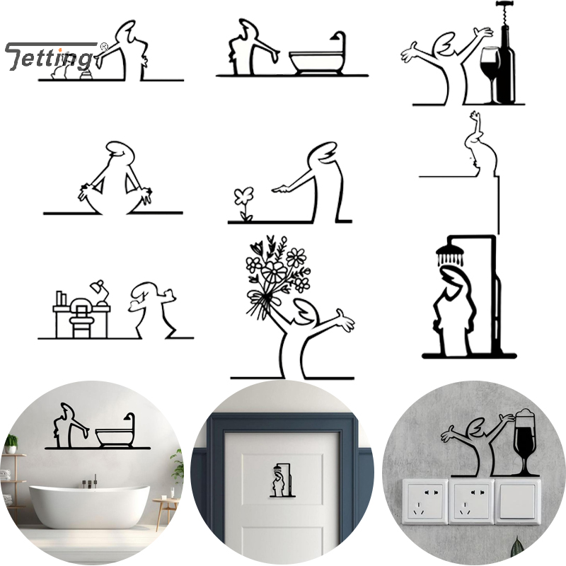 Black Shower Figure Wall Decor - Home Bathroom Door Signs recensie en prijs