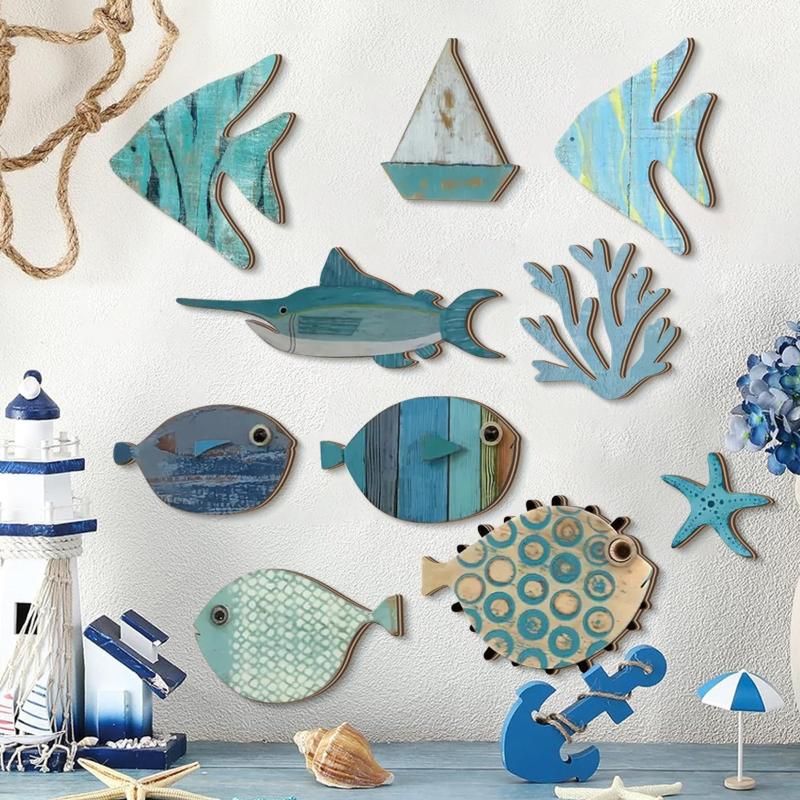 10pcs/set Fish Wall Decor Wood - Jet Home Bathroom recensie en prijs