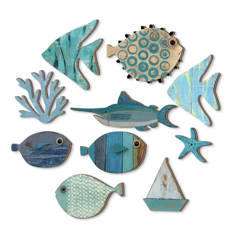 10pcs/set Fish Wall Decor Wood - Jet Home Bathroom recensie en prijs