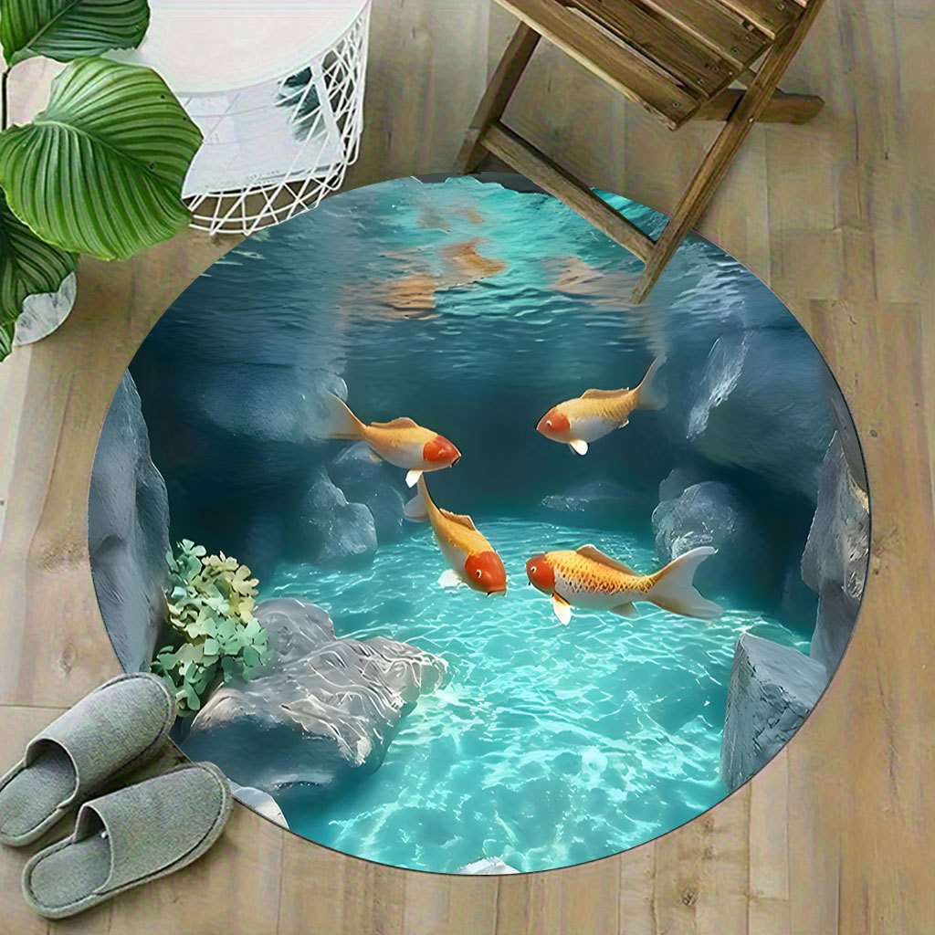 Koi Fish Pond Round Rug Fleece - Home Bathroom Scene recensie en prijs