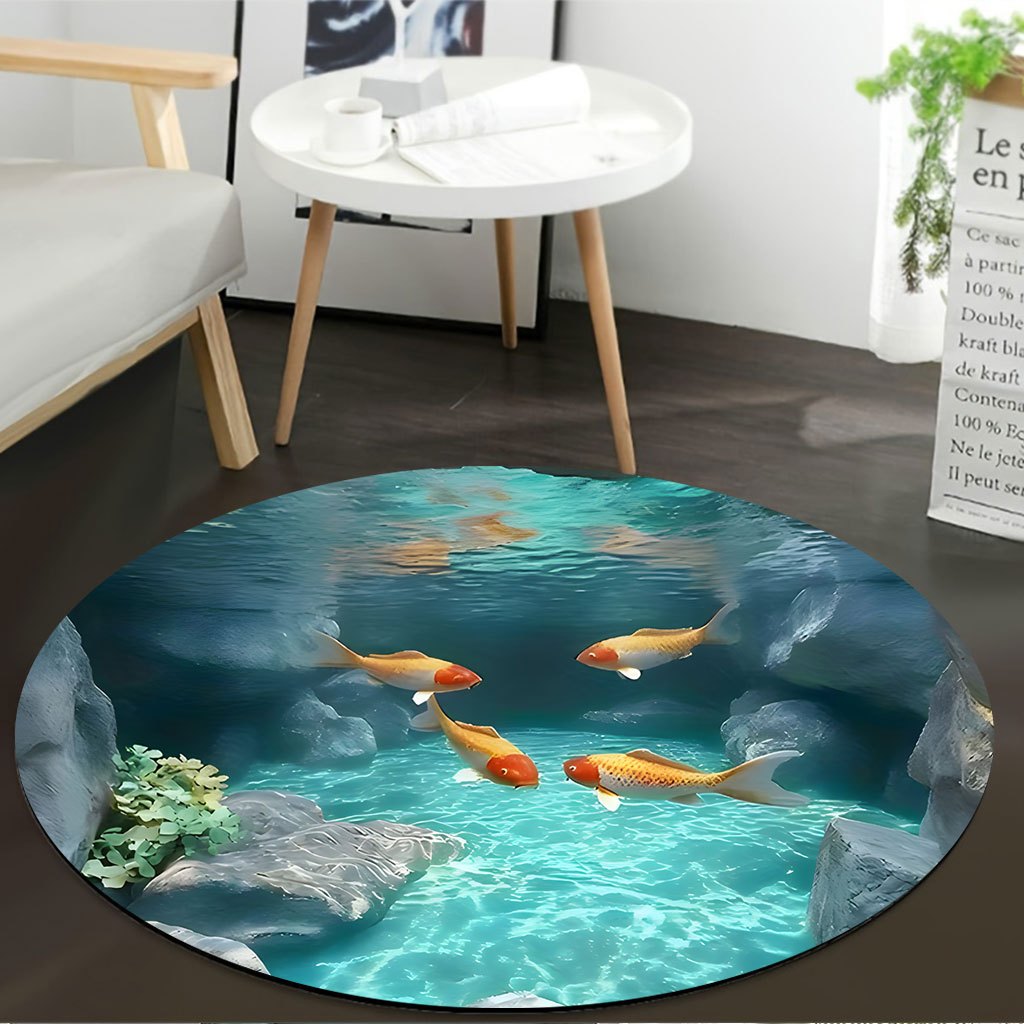 Koi Fish Pond Round Rug Fleece - Home Bathroom Scene recensie en prijs