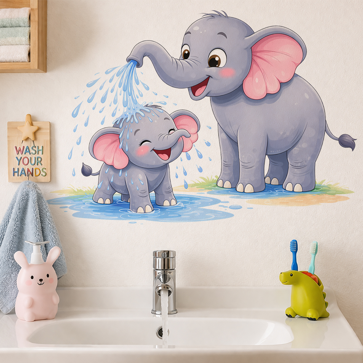New Cartoon Elephant Wall Stic - Home Bathroom Scene recensie en prijs