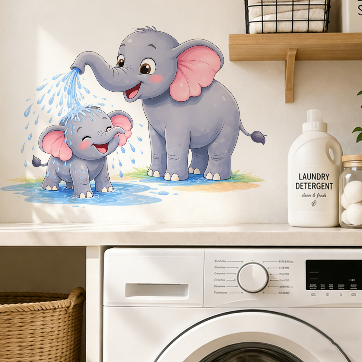 New Cartoon Elephant Wall Stic - Home Bathroom Scene recensie en prijs