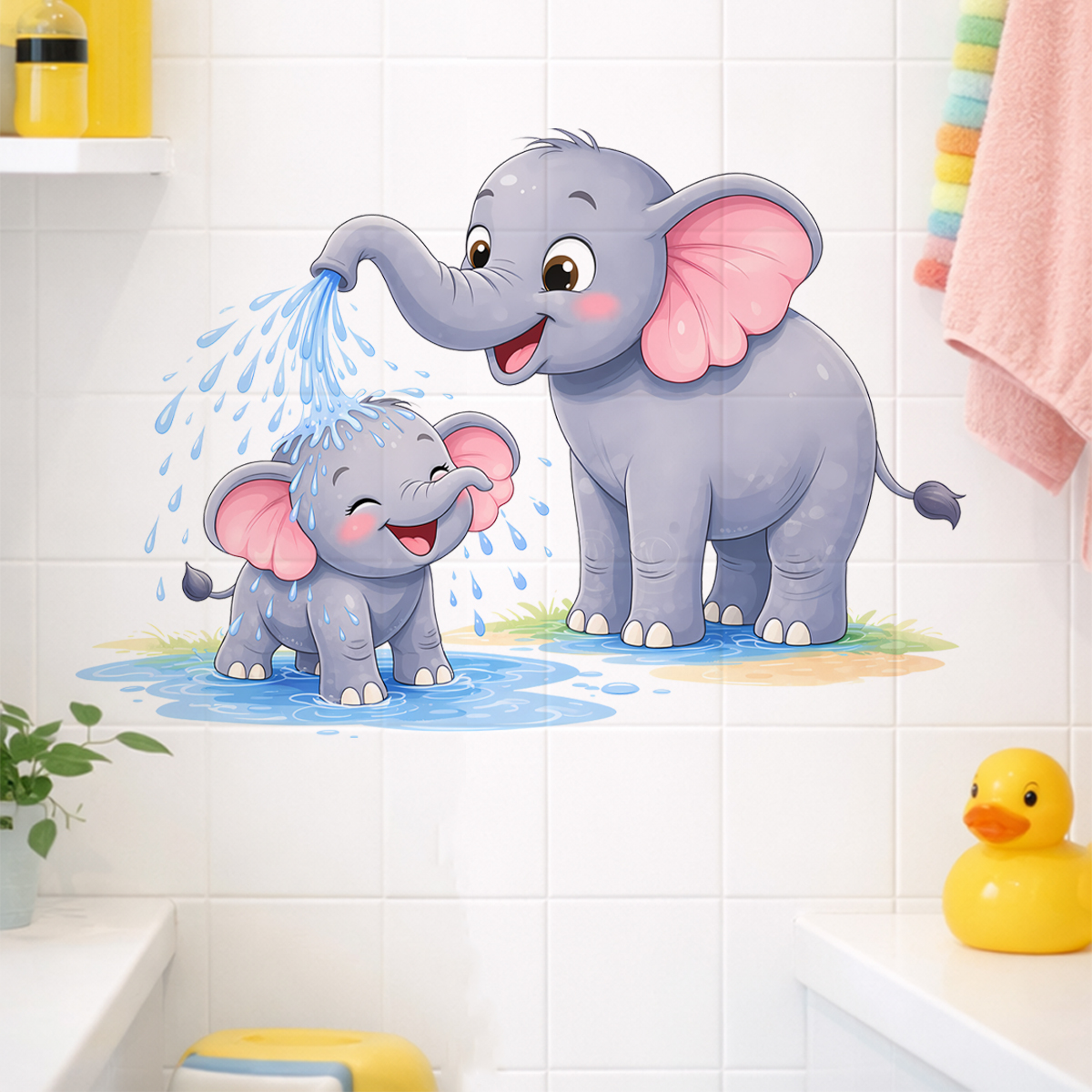 New Cartoon Elephant Wall Stic - Home Bathroom Scene recensie en prijs