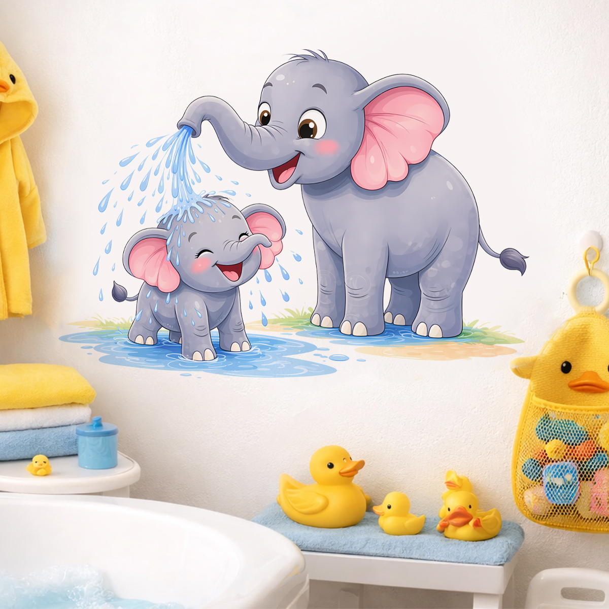 New Cartoon Elephant Wall Stic - Home Bathroom Scene recensie en prijs