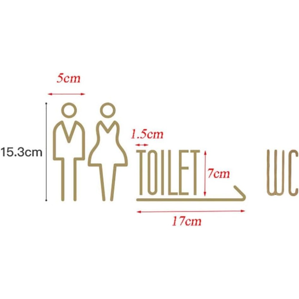 Self Adhesive Brass WC Sign Re - Home Bathroom Door Signs recensie en prijs